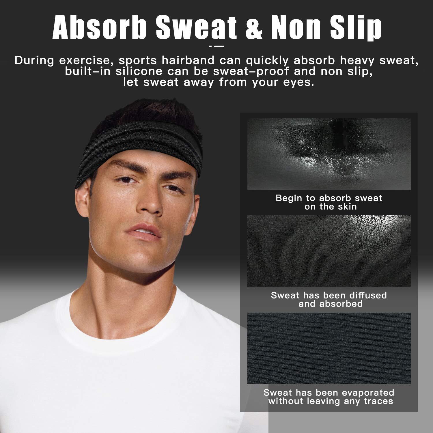 Workout Fitness Headbands for Women Men Wide Hair Band Non-Slip Sport Head Bands