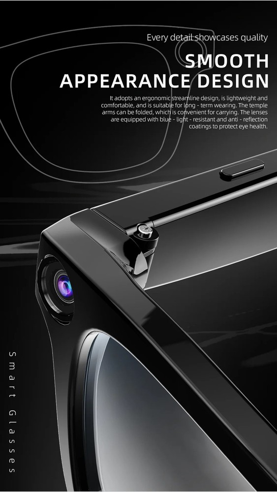 E02 Smart Glasses Camera Image Stabilization Real-time Translation for Calls