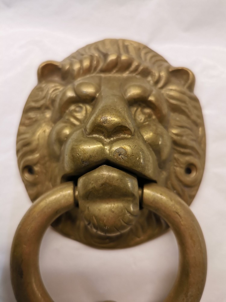 Vintage Solid Brass Round Lion's Face Door Knocker