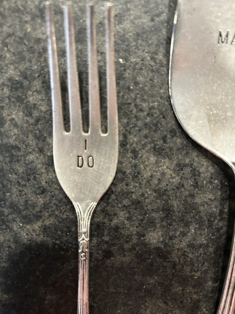 Mud Pie Silver Wedding Cake Server And Fork Set Used Once BIN B