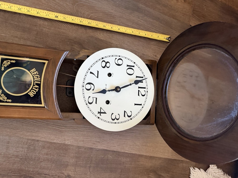 ANTIQUE REGULATOR PENDULUM WALL CLOCK Tested W/ Key