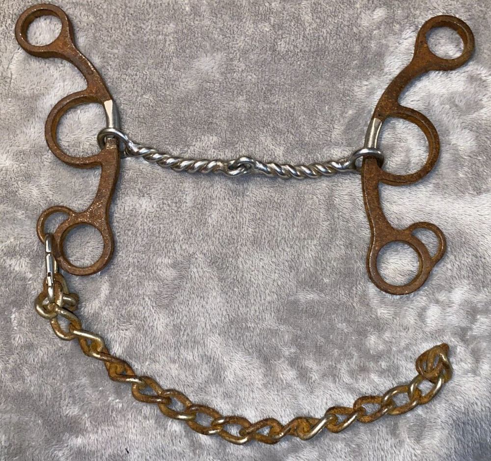 5 1/2''CLASSIC EQUINE BRUSHED IRON SILVER OVERLAY FAST TWIST WESTERN SNAFFLE BIT