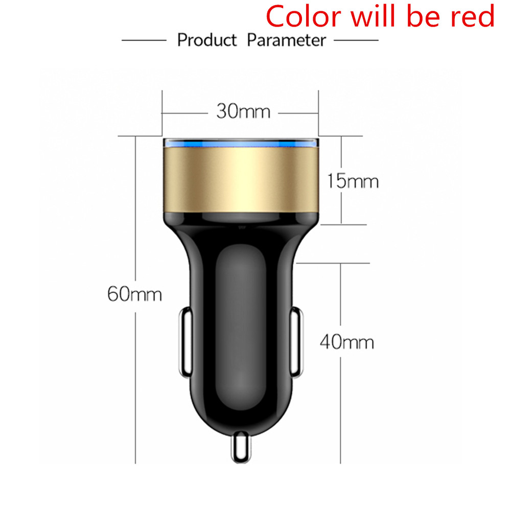 Dual USB Phone Charger Cigarette Lighter LED Digital Display Voltmeter Adapter
