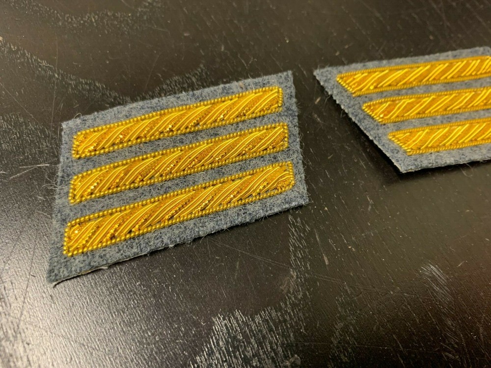 CSA Gold Embroidered Captains Bars - MEDIUM GREY Background Pair - NEW