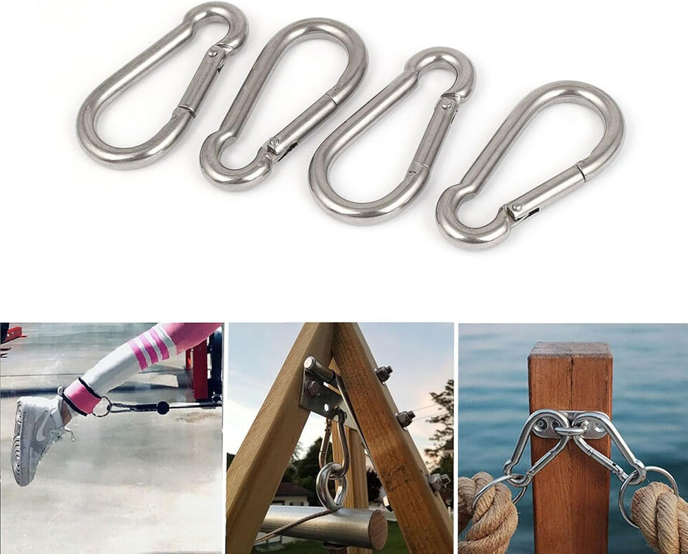 3.15 Inch 4 Pack Spring Snap Hook Carabiner, Cable Machine Accessories for Ho...