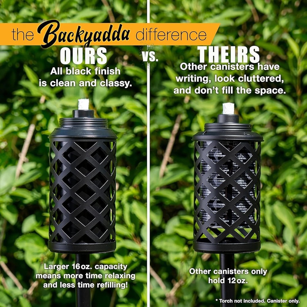 Torch Replacement Canisters (16 oz). Compatible with Tiki 6 Pack, Black