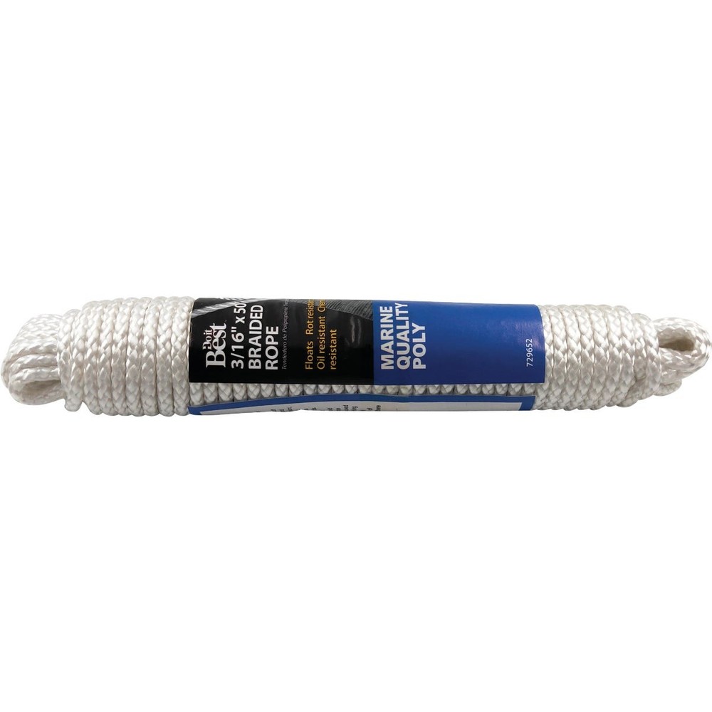 Do it Best 3/16 In. x 50 Ft. White Solid Braided Polypropylene Packaged Rope SIM