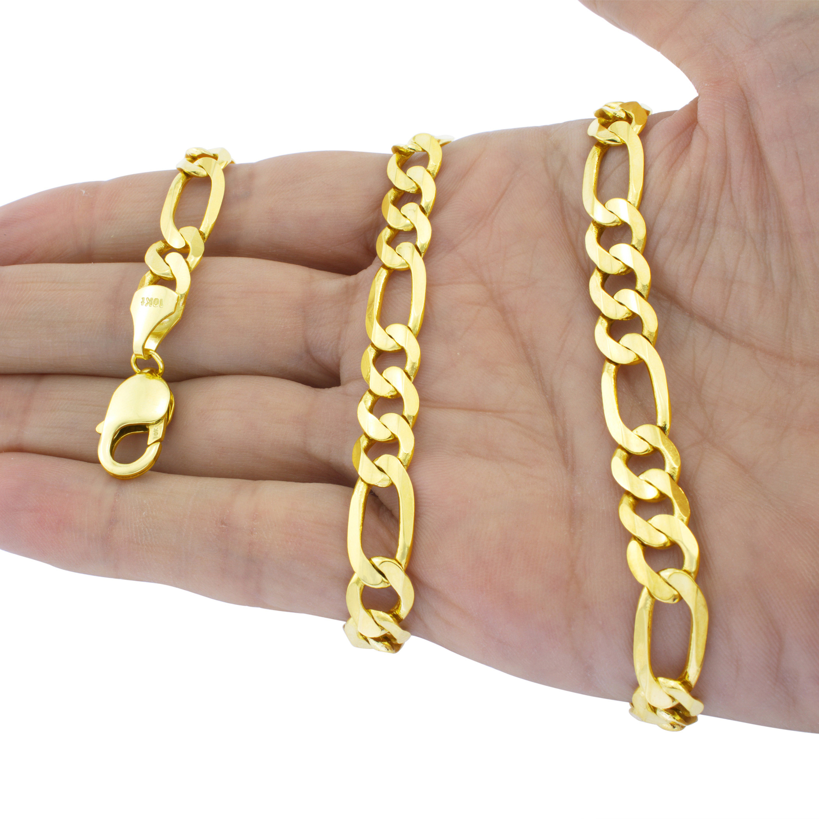 10K Real Yellow Gold 2mm-9mm Figaro Chain Link Pendant Necklace Bracelet 7"- 30"