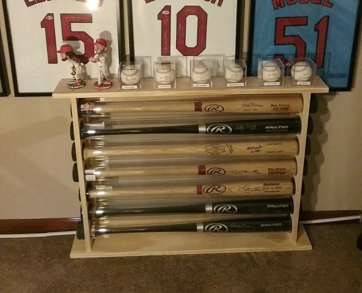 6 Bat - Wood Free Standing Baseball Bat Display Rack