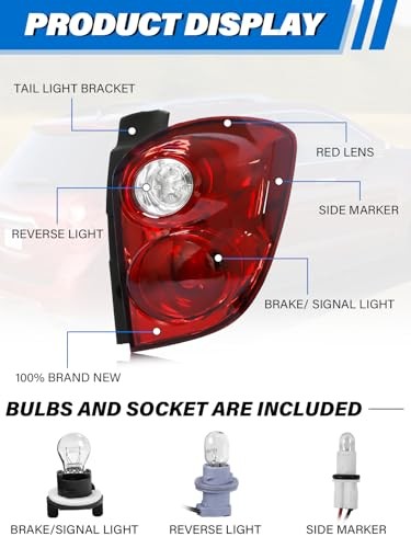 Tail Light Assembly Compatible with Chevy Equinox 2010 2011 2012 2013 2014