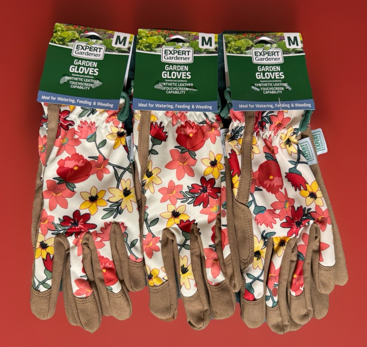 Expert Gardener Elastic Gardening Floral Gloves Size Medium 3 Pair Lot BIG VALUE