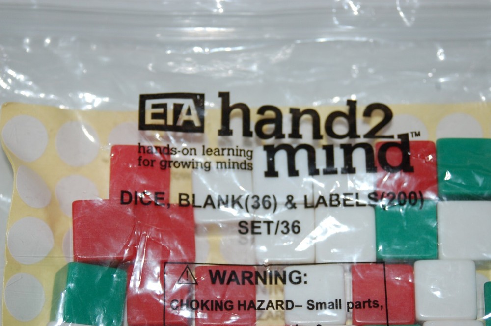 ETA hand2mind Dice, Blank (36) & Labels (200) Teaching Manipulative