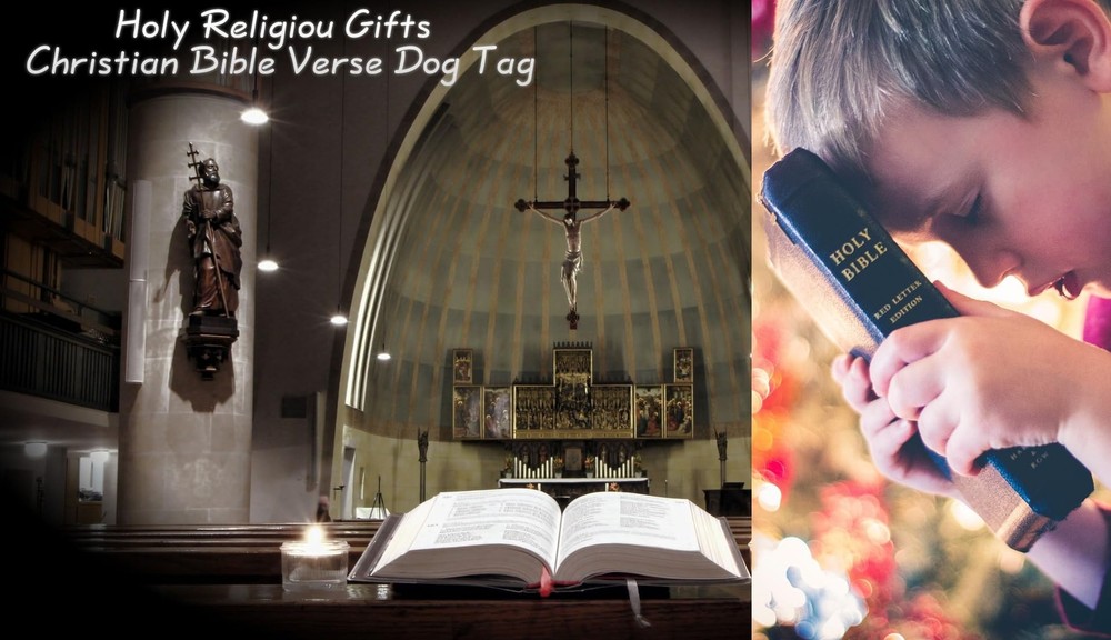 Christian Scripture Religious Dog Tag Necklace,Catholic Bible Verse Baptism C...