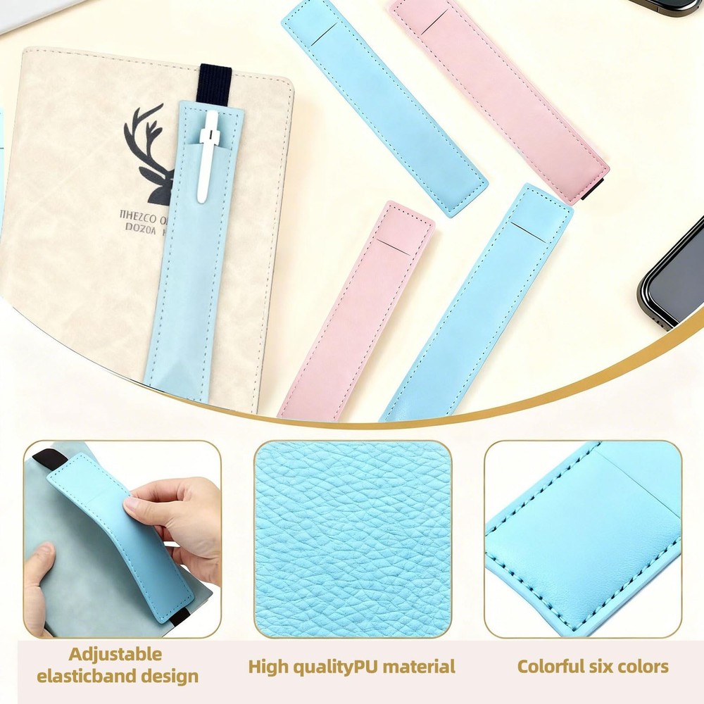 8 Pcs pen holder for notebook, include 2 Pack Adjustable Elastic Band Pen