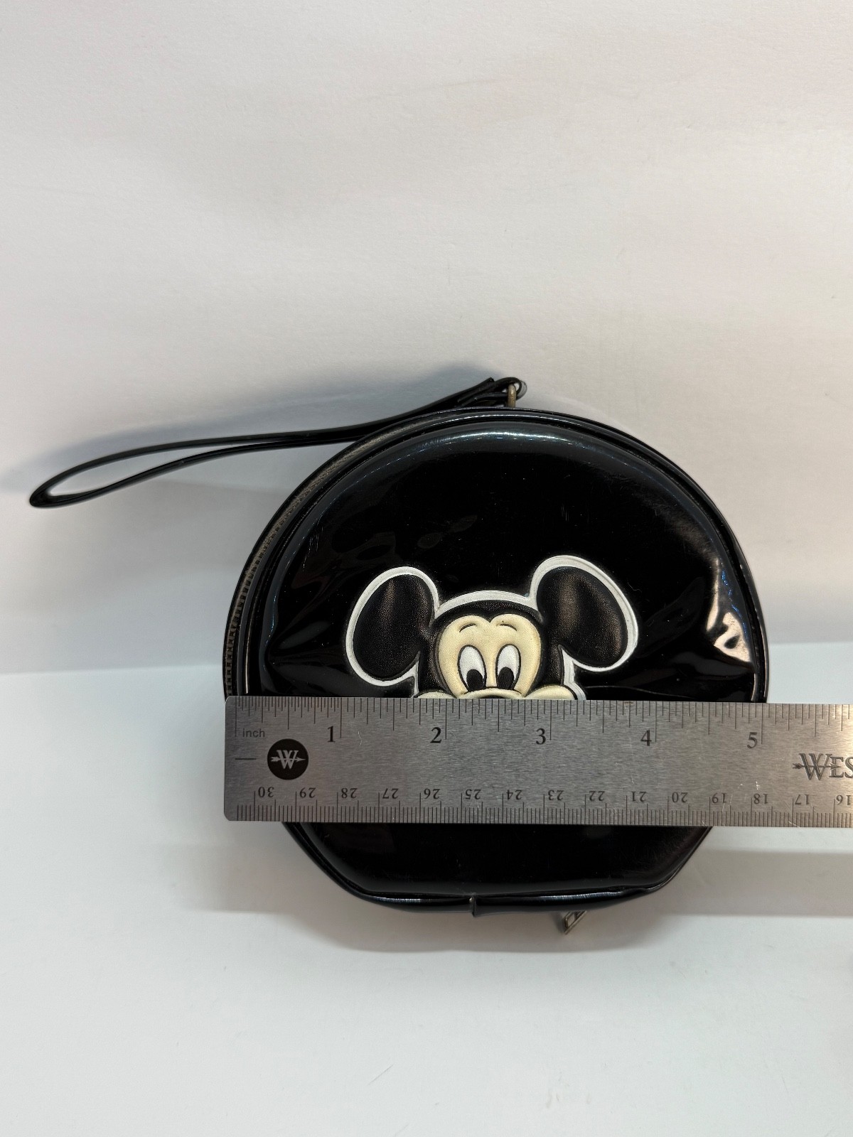 Vintage MICKEY MOUSE Small Black VINYL PURSE WALT DISNEY Hong Kong *Free Ship*