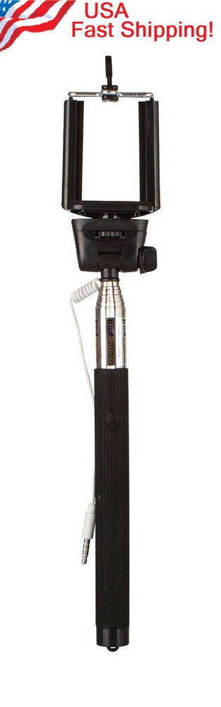 Selfie Stick Extendable Handheld Black Monopod Camera Pole iPhone Samsung HTC LG