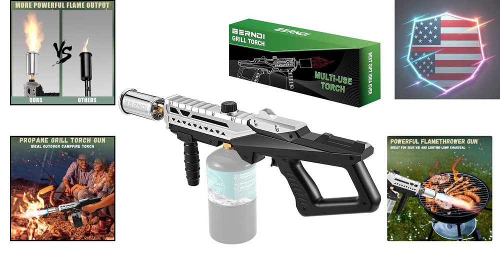 Powerful Propane Torch Gun, Kitchen Torch With Adjustable Flame, Flamethrower...