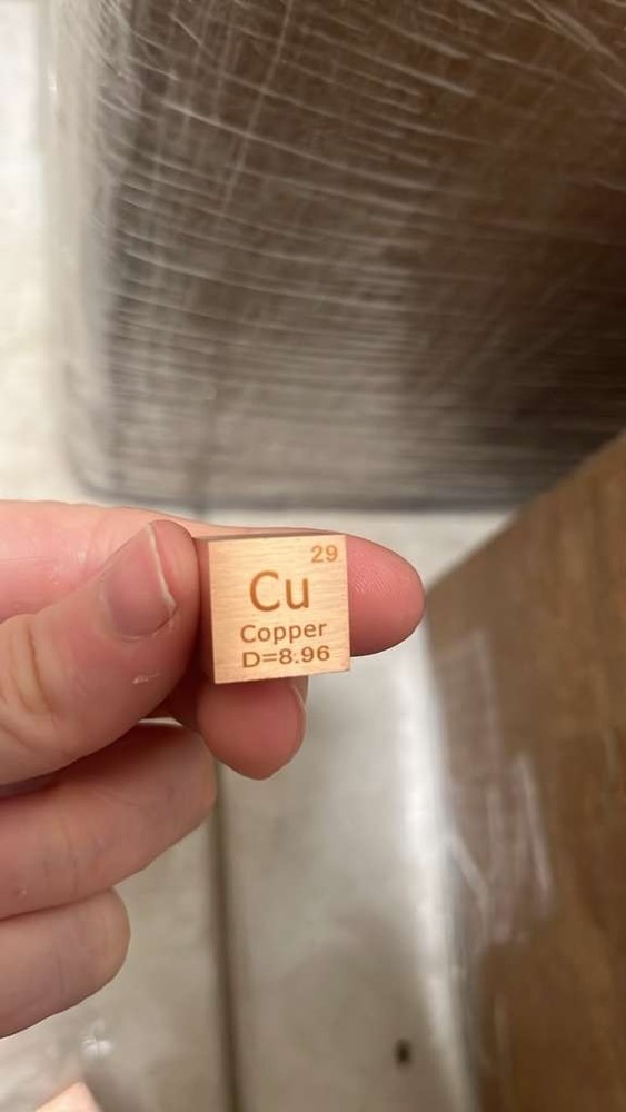 16mm Solid Copper Cube 36.7g | 1.18 Troy oz .999 Copper Element Cube