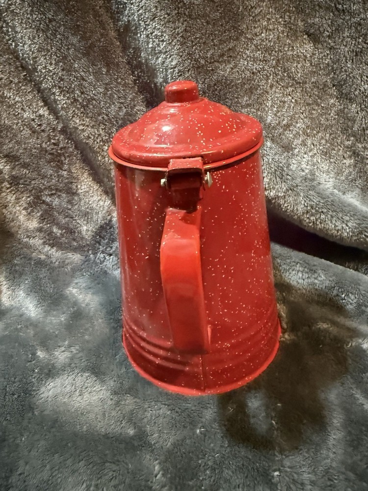 Red Speckled Enamelware Percolator Coffee Pot for Stove or Camp Fire