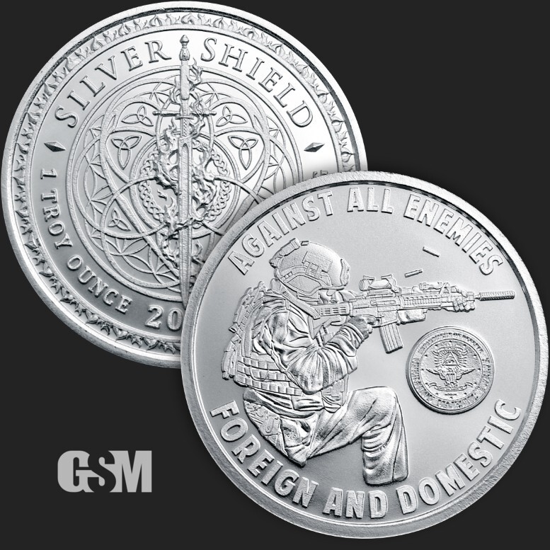 2024 - AGAINST ALL ENEMIES - 1 oz .999 FINE SILVER SHIELD BU ROUND **PRESALE**