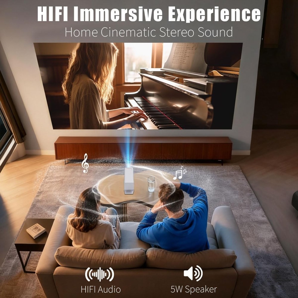 [Smart Projector with Apps] 4K Supported Mini Projector with Wifi and Bluetoo...