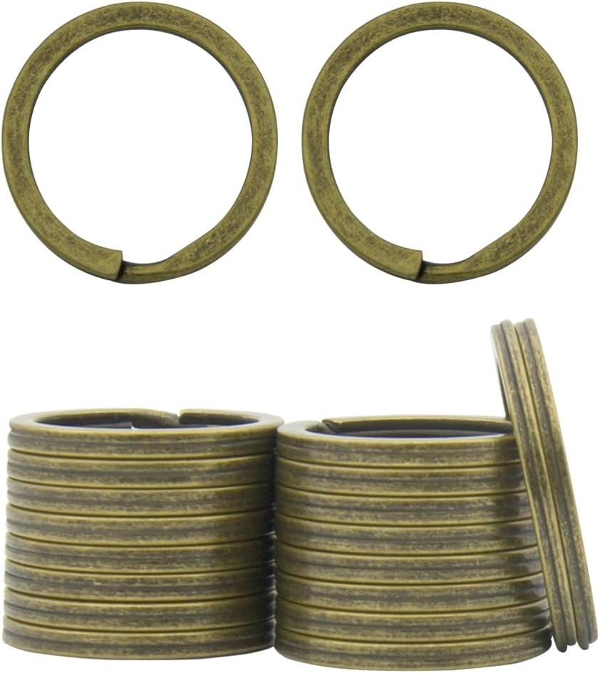 20 Pack 1 Inch Flat Split Key Rings Bronze