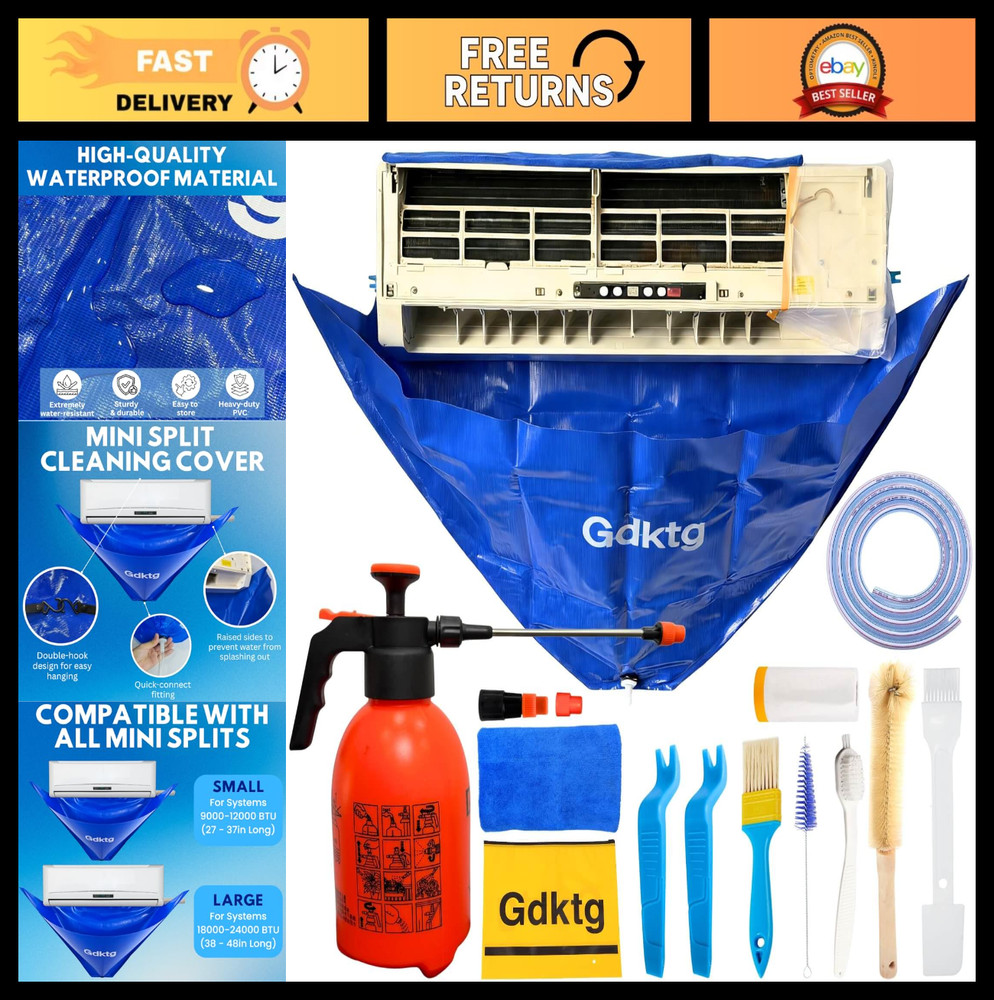 Waterproof Mini Split AC Cleaning Kit with 2L Sprayer, HVAC Maintenance Tool
