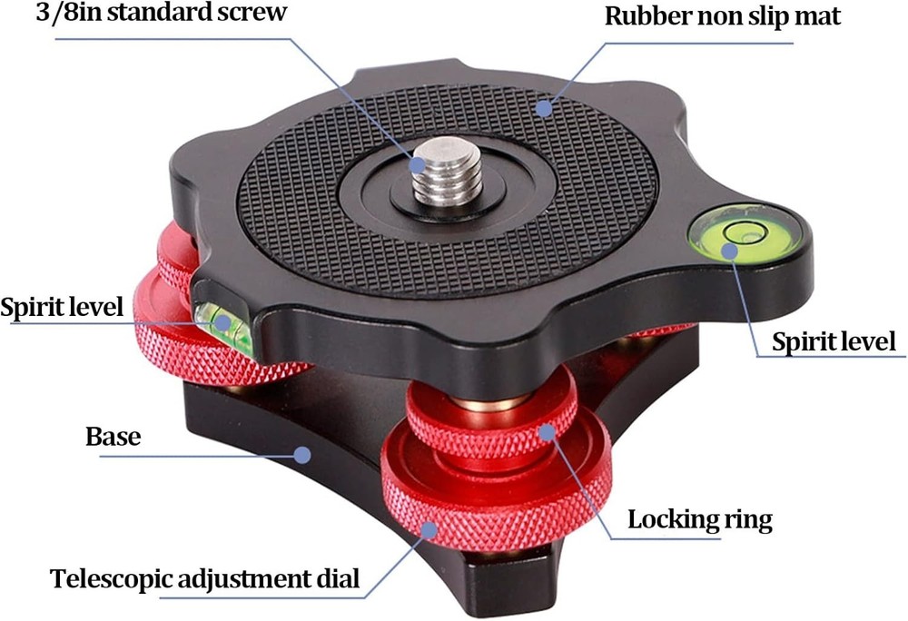LP-64 Camera Tripod Head Leveling Base Triple-wheel Precision Leveler Adapter