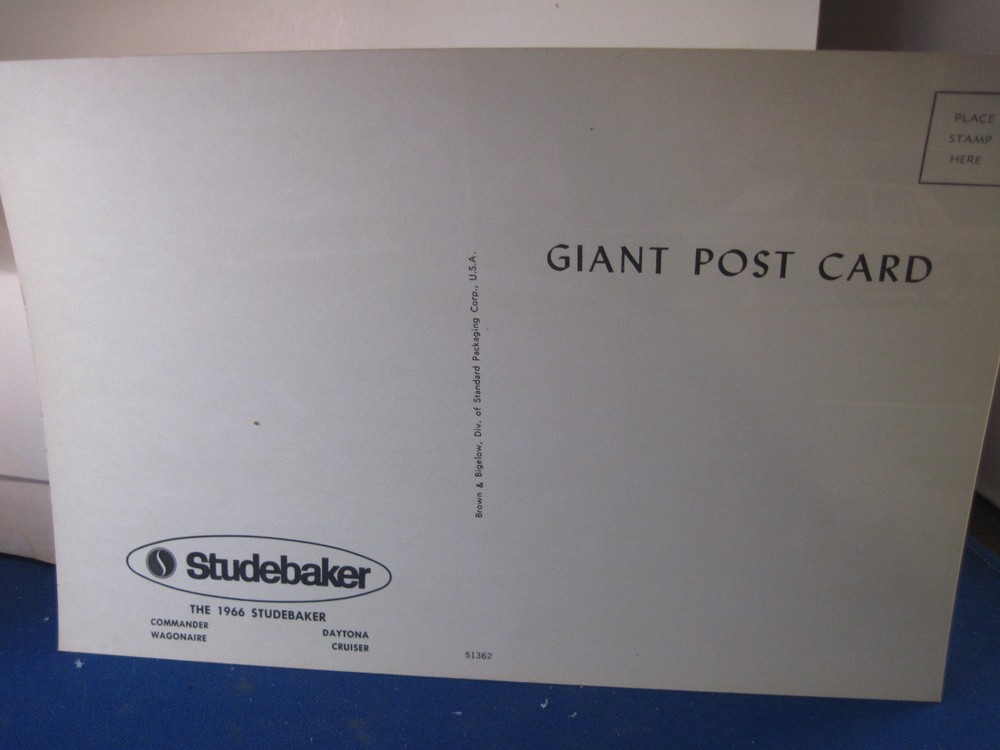 Studebaker 1966 6x9in. postcard--