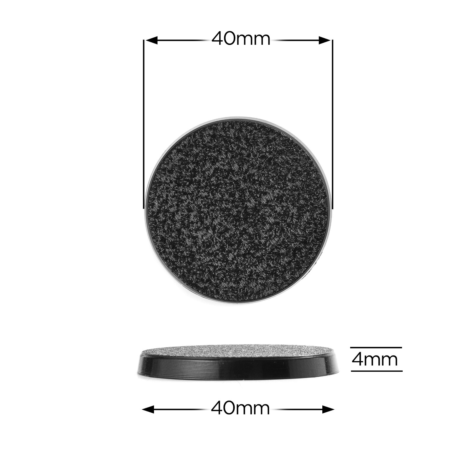 Pack of 25, 40 mm Plastic Round Bases Miniature Wargames Table gaming TEXTURED
