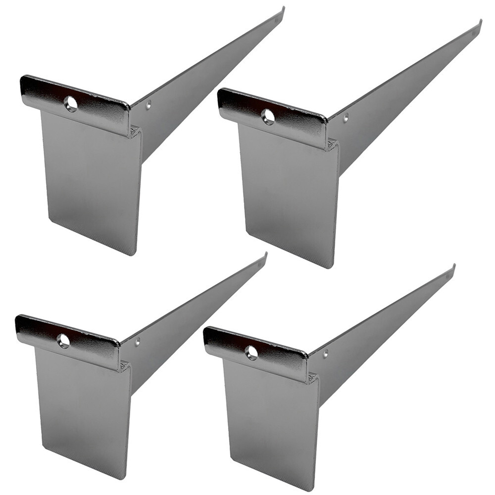 14" Slatwall Shelf Bracket, Chrome, Hanger Display Panel Shelf 4 Pc Set