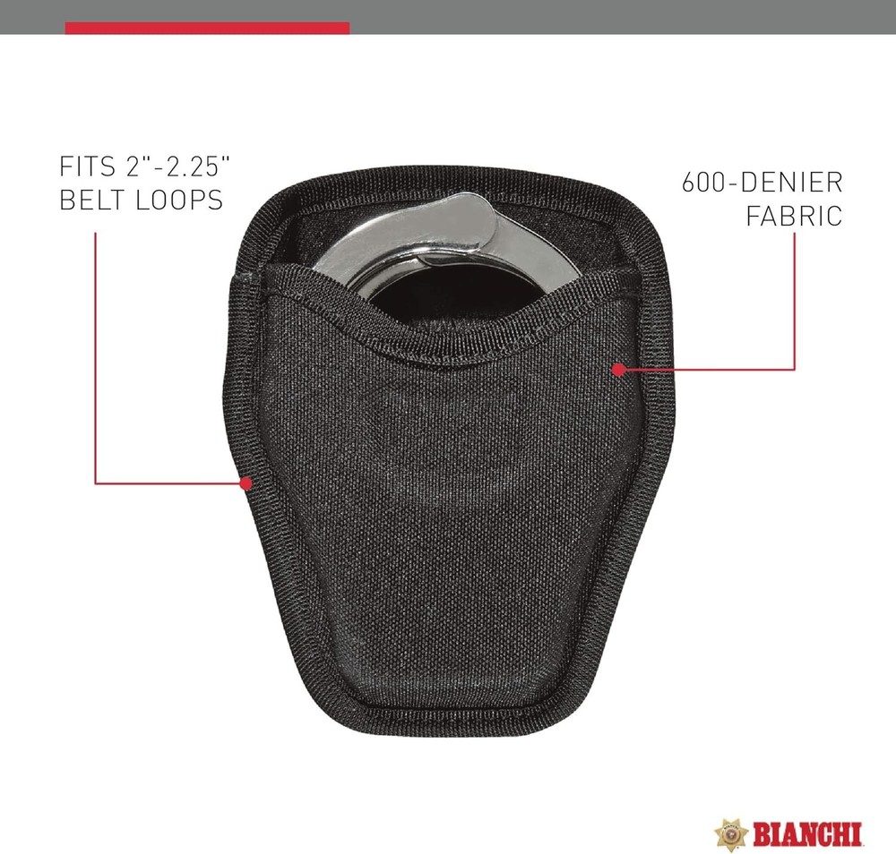 Bianchi 8034 Open Handcuff Case Black Nylon Holder Security Pouch Pull Through