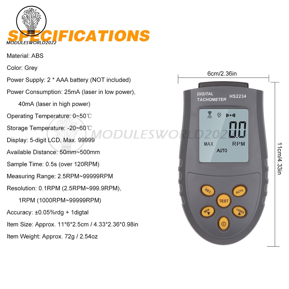 HS2234 Tachometer Non-Contact Digital Display Speedometer Digital Tachometers