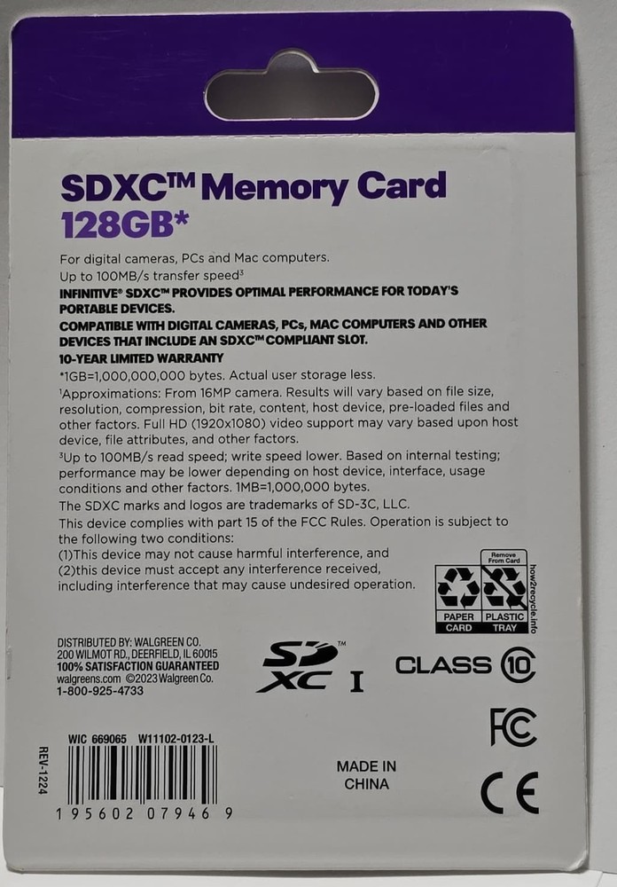 Infinitive SDXC Memory Card 128 GB, 1.0 ea