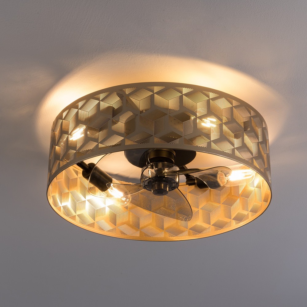 Modern Round Low Profile Ceiling Fan Light Flush Mount?with Remote 18" Indoor