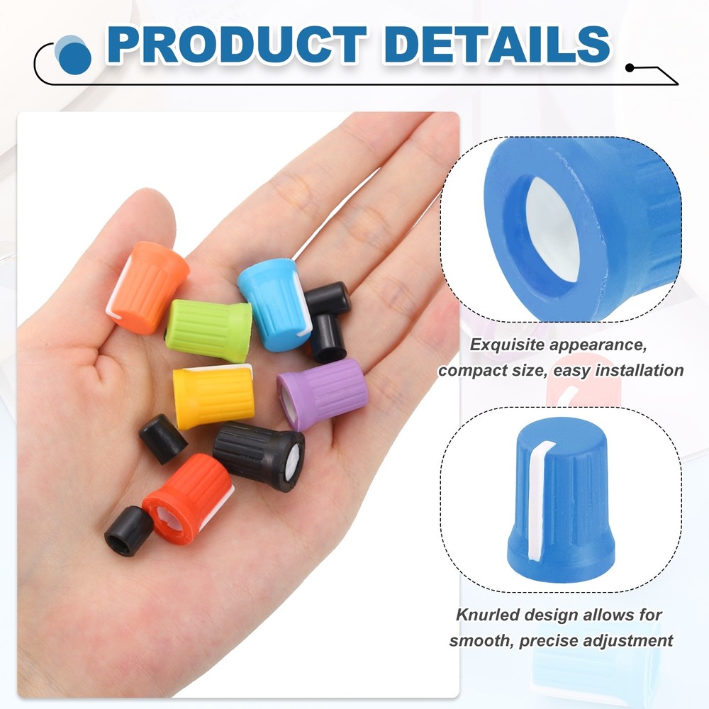 5pcs Potentiometer Knobs,Rubber Guitar Volume Tone Rotary Knob(Blue White)
