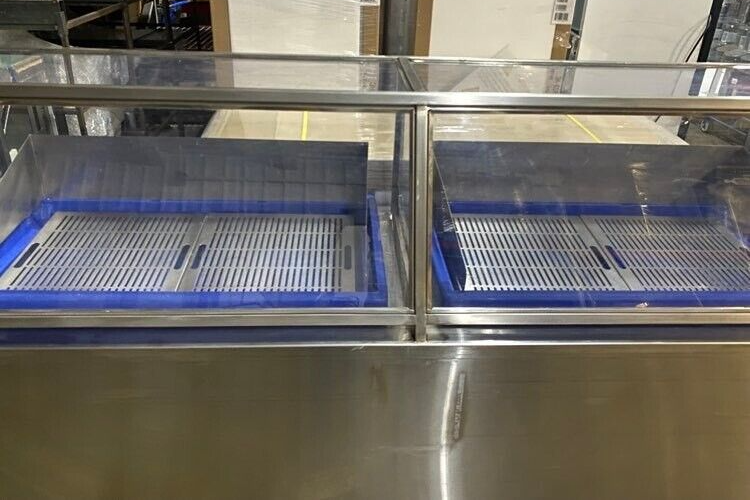 Custom Win-holt Sea Food Ice Bin Insulated Display Table w/ Cambro Bar Bases