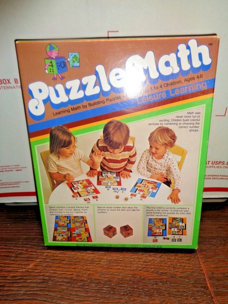 1981 Puzzle Math Learning Game By Leisure Learning Fun Puzzles for Ages 4-8 (EB)