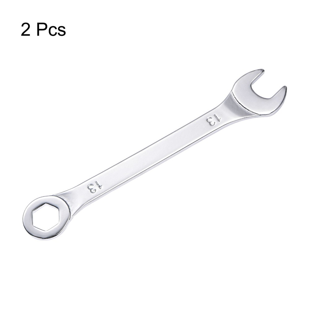 2 x Thin Combination Wrench with Offset 6-Point End and Angled Open End 13mm