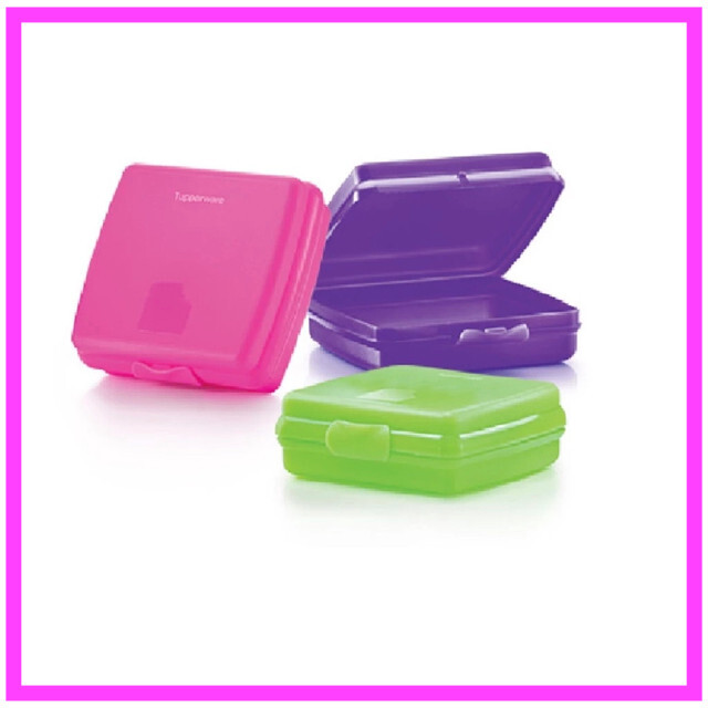 Tupperware Sandwich Keeper Lunch Box (3 pack) Multi Color