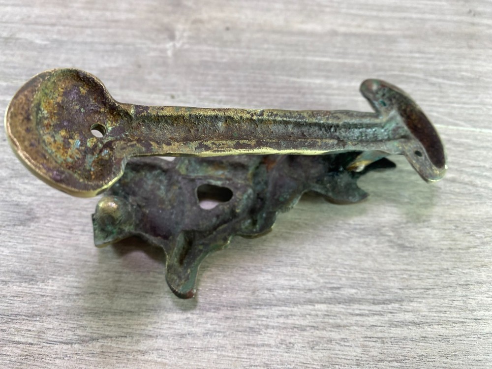 antique Solid Brass Pixie Impish Elf Leprechaun Mushroom Door Knocker polperro