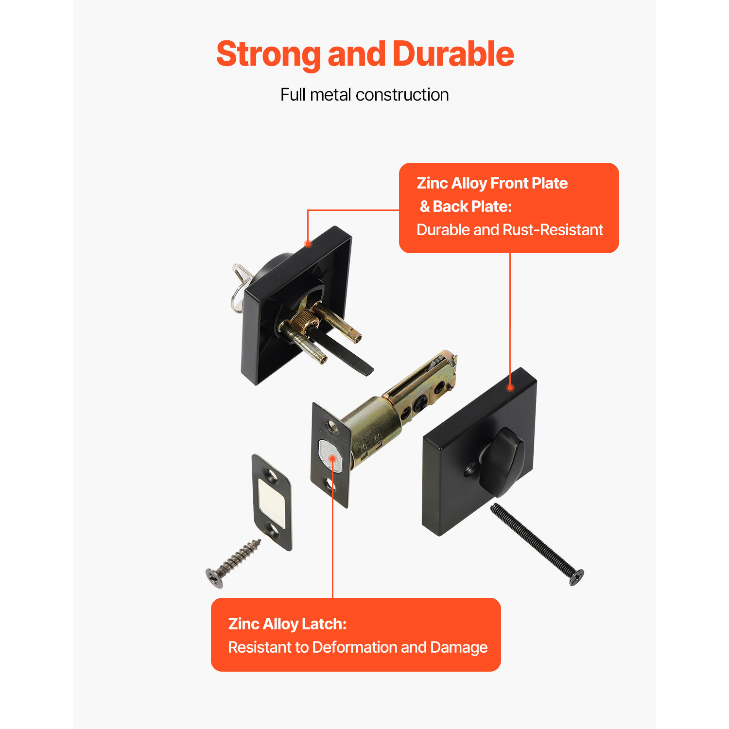 Deadbolt Lock Square Single Cylinder Dead Bolt Keyed Matte Black 3 Keys