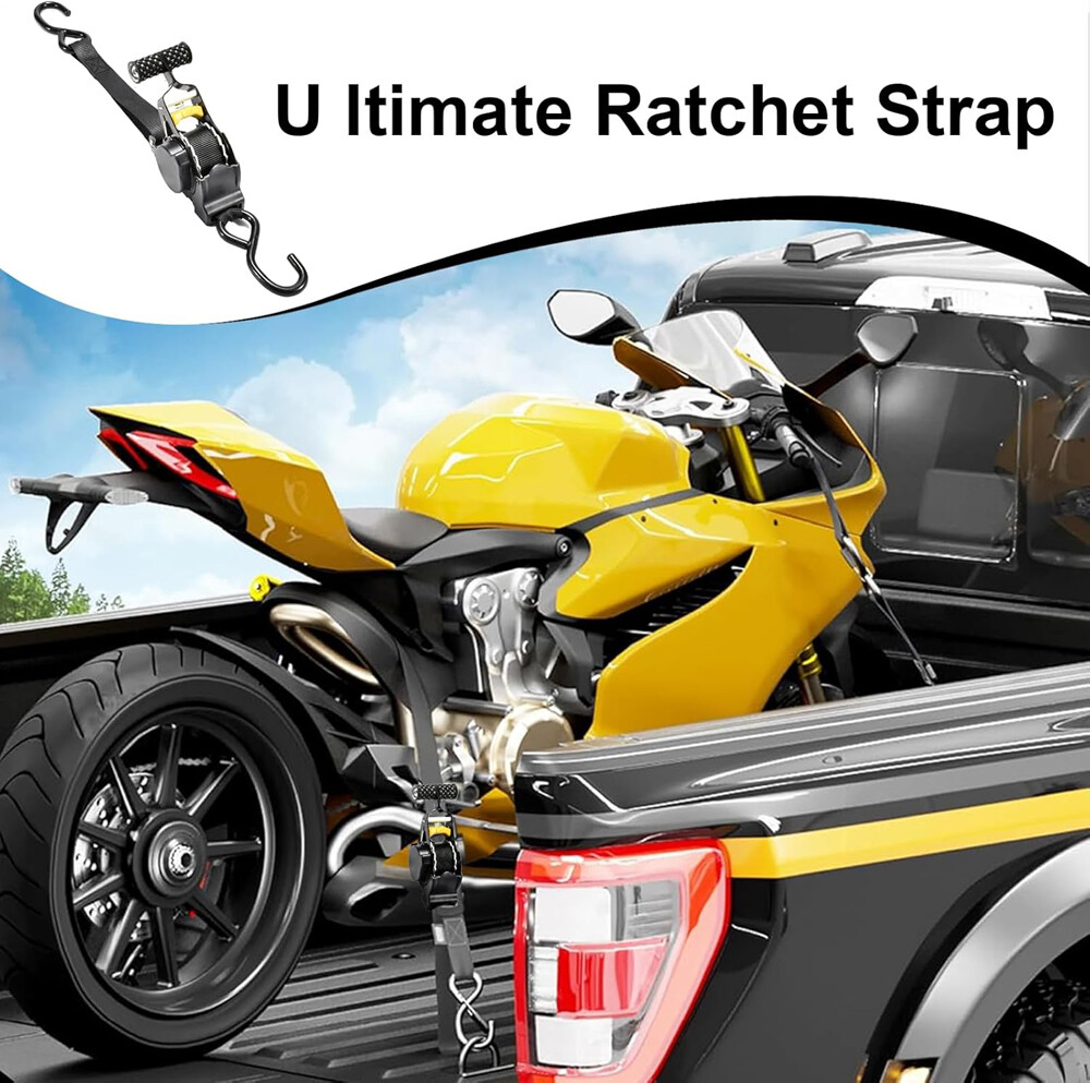 🔥 2-Pack 10FT Retractable Ratchet Tie-Down Straps | 1500LBS Heavy-Duty | S-Hook