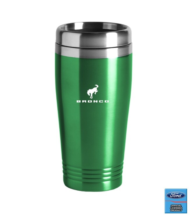 Green Stainless Travel Coffee Mug Tumbler w/ 2021-2025 Ford Bronco Logo