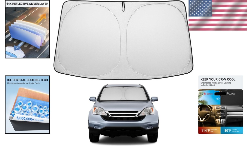 Double Layer Windshield Sun Shade for 2007-2011 Honda CR-V - Blocks 99% UV Rays