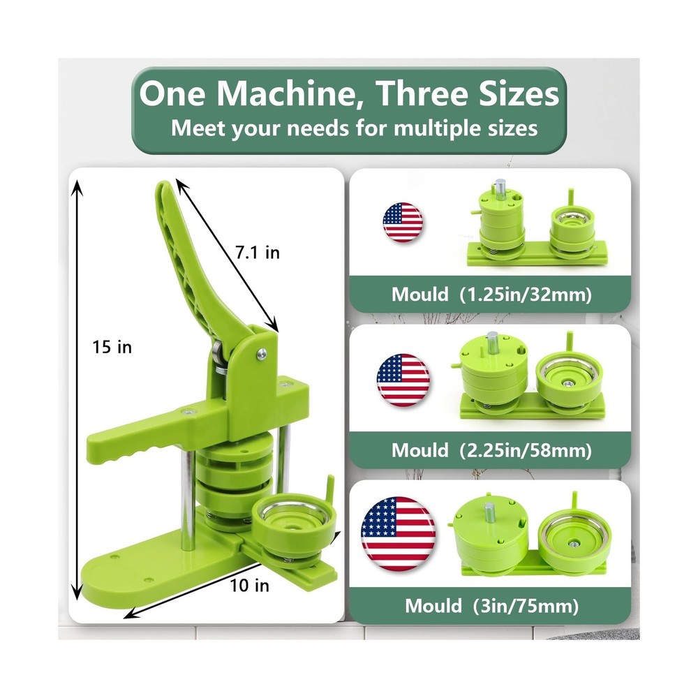 Button Maker Machine Multiple Sizes, Pin Maker Machine 1.25+2.25+3 inch, Inte...