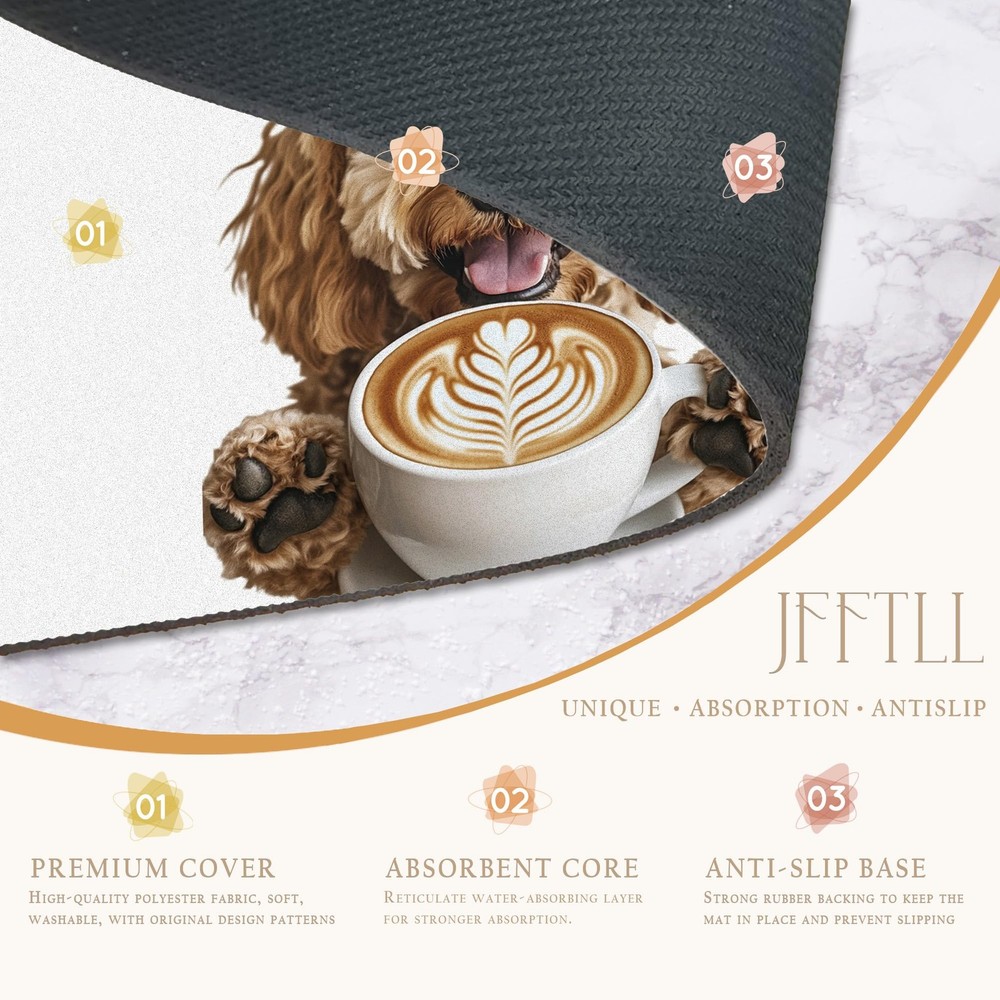 Funny Cockapoo Coffee Bar Mat Cockapoo Gifts Absorbent Dish Drainer Reusable ...
