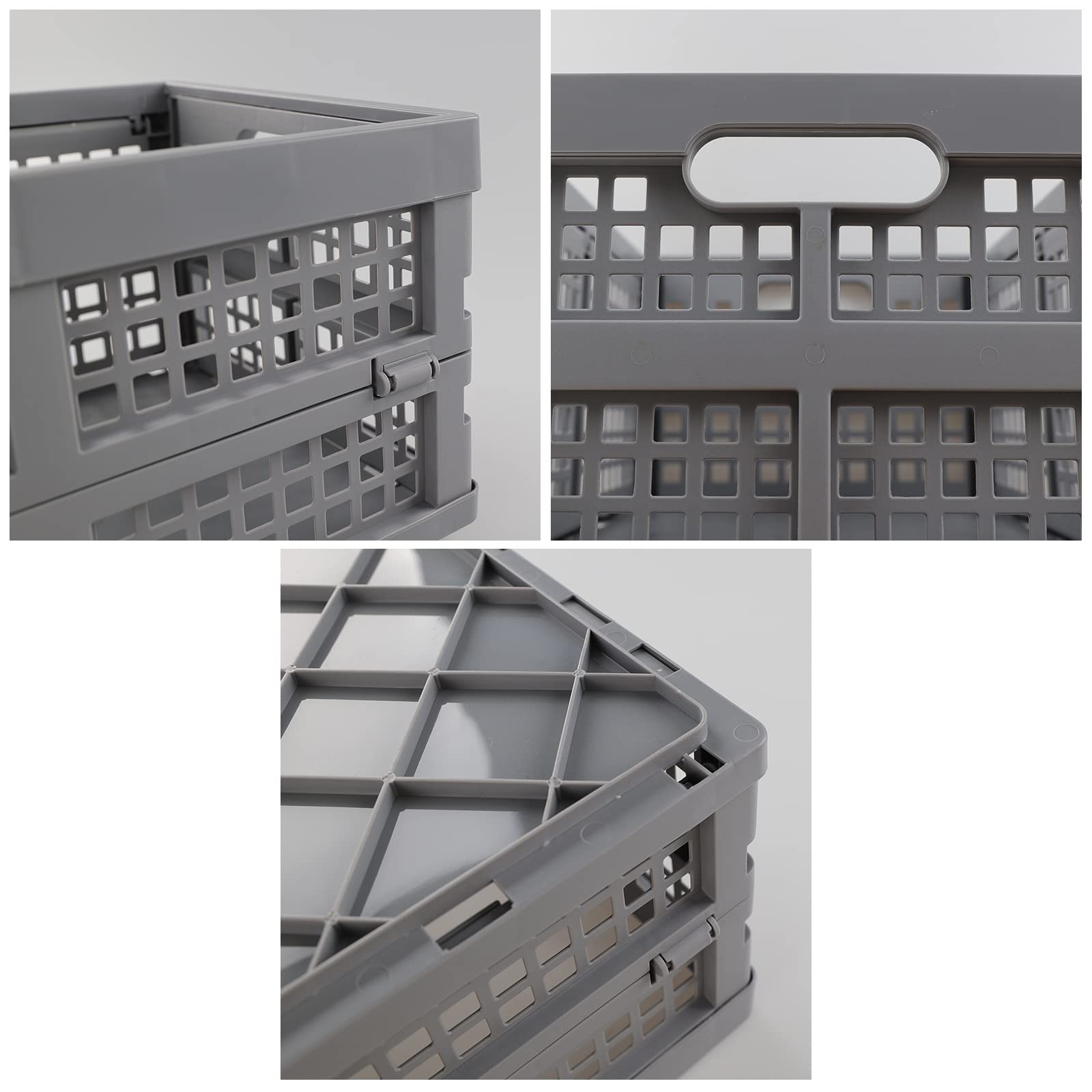 15 Liter Collapsible Storage Crate, Foldable Plastic Crates Set of 4