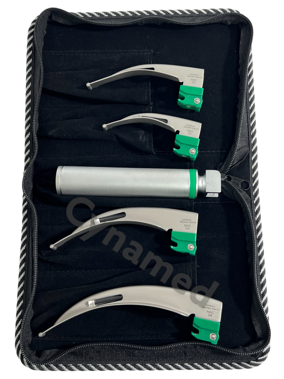 New Fiber Optic Mac Laryngoscope Set (LED Light) White Set of 5