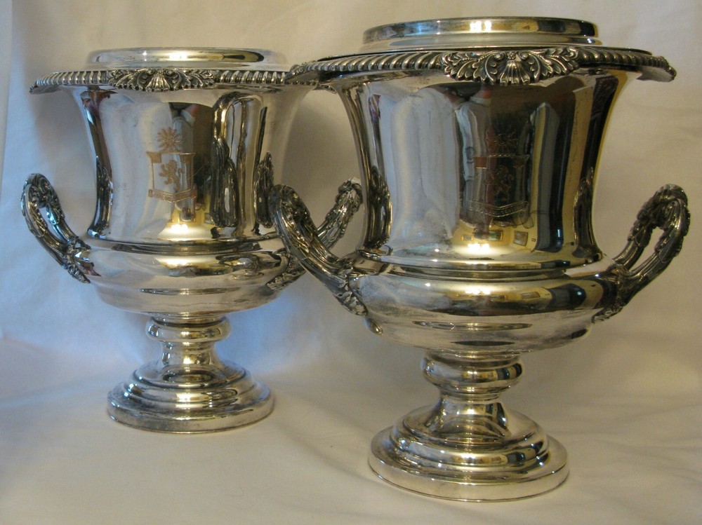 PR. REGENCY STYLE SHEFFIELD PLATE WINE COOLERS, c. 1820